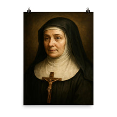 Jane Frances de Chantal portrait poster on a plain backdrop in size 8"x10".