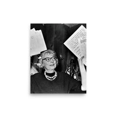 Jane Jacobs poster on a plain backdrop in size 8"x10".