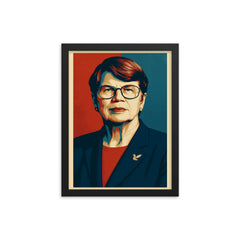 Janet Reno framed print on a plain backdrop in size 12"x16".