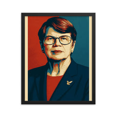 Janet Reno framed print on a plain backdrop in size 16"x20".