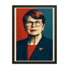 Janet Reno framed print on a plain backdrop in size 18"x24".
