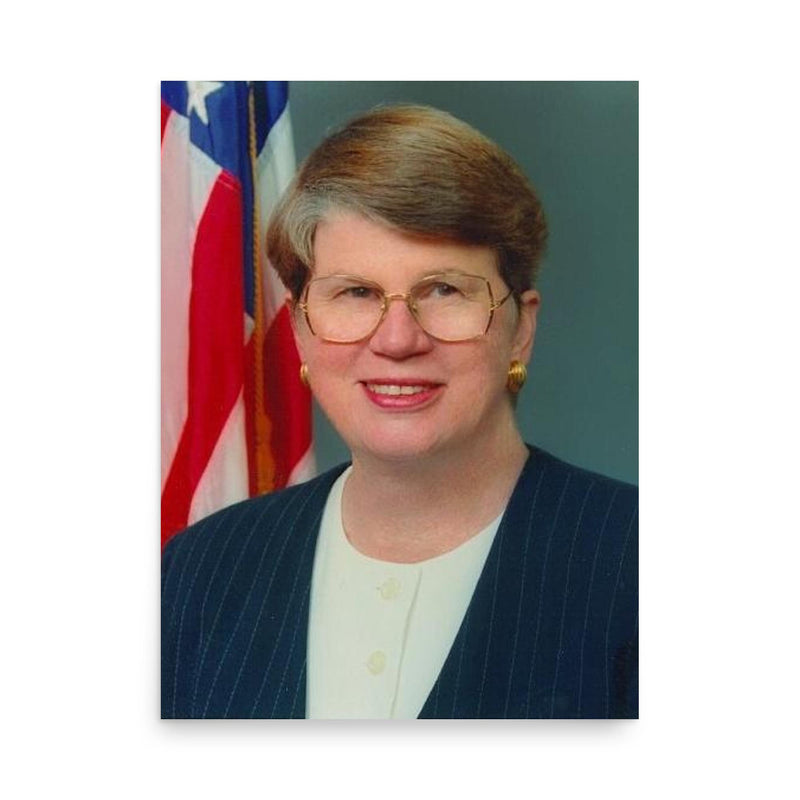 Janet Reno poster on a plain backdrop in size 18