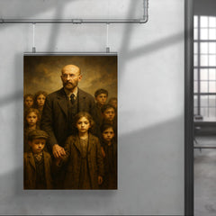 Janusz Korczak leading orphans with dignity poster 4