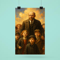 Janusz Korczak marching with orphan children poster 6