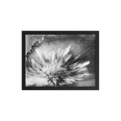 Japanese Bomb Hitting the Flight Deck of USS Enterprise, August 24, 1942 framed print on a plain backdrop in size 12"x16".