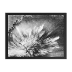 Japanese Bomb Hitting the Flight Deck of USS Enterprise, August 24, 1942 framed print on a plain backdrop in size 18"x24".