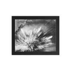 Japanese Bomb Hitting the Flight Deck of USS Enterprise, August 24, 1942 framed print on a plain backdrop in size 8"x10".