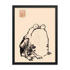 Japanese Frog by Ito Jakuchu framed print on a plain backdrop in size 18"x24".