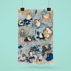 Japanese frogs - funny Japanese wall art poster 6