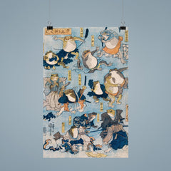 Japanese frogs - funny Japanese wall art poster 9