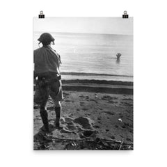 Japanese Soldier Wades Into Sea with Grenade, December 18, 1942 poster on a plain backdrop in size 8"x10".