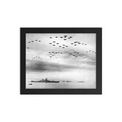 Japanese Surrender Aboard the Battleship Missouri, September 1945 framed print on a plain backdrop in size 8"x10".