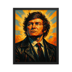 Javier Milei framed print on a plain backdrop in size 16"x20".
