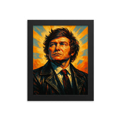 Javier Milei framed print on a plain backdrop in size 8"x10".