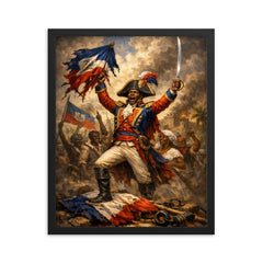 Jean Jacques Dessalines at Haitian independence proclamation framed print on a plain backdrop in size 16"x20".