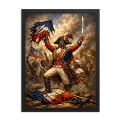 Jean Jacques Dessalines at Haitian independence proclamation framed print on a plain backdrop in size 18"x24".