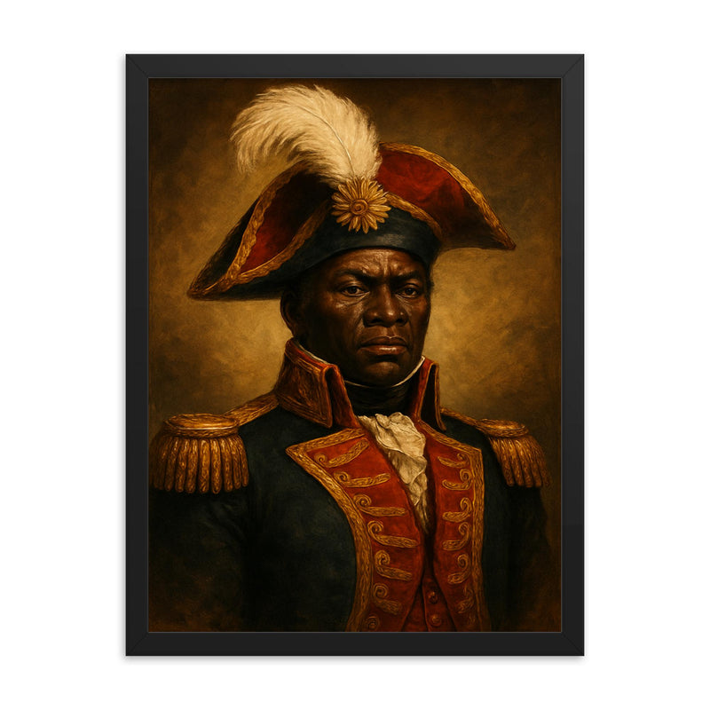 Jean Jacques Dessalines framed print on a plain backdrop in size 18