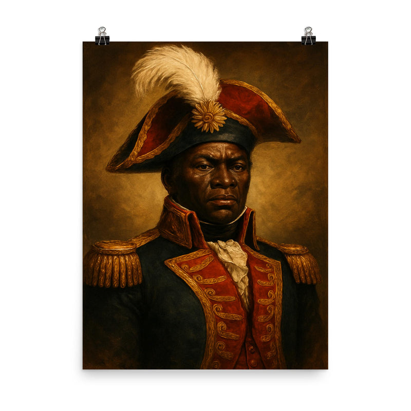 Jean Jacques Dessalines poster on a plain backdrop in size 8