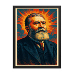 Jean Jaures framed print on a plain backdrop in size 18"x24".