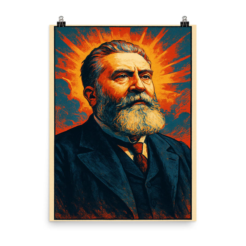 Jean Jaures poster on a plain backdrop in size 8
