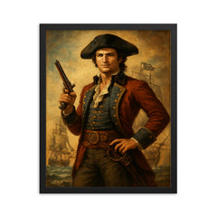 Jean Lafitte framed print on a plain backdrop in size 16"x20".