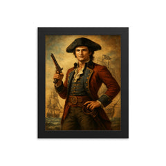 Jean Lafitte framed print on a plain backdrop in size 8"x10".