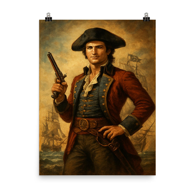 Jean Lafitte poster on a plain backdrop in size 8
