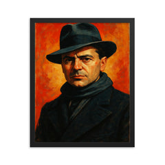 Jean Moulin framed print on a plain backdrop in size 16"x20".