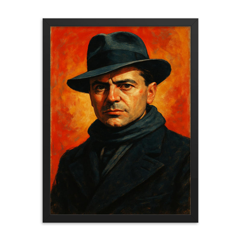 Jean Moulin framed print on a plain backdrop in size 18