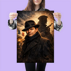 Jean Moulin in hat and Resistance shadow poster 3