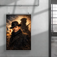 Jean Moulin in hat and Resistance shadow poster 4