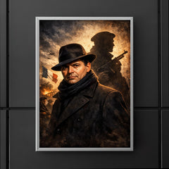 Jean Moulin in hat and Resistance shadow poster 5