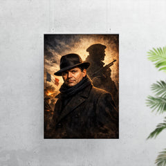 Jean Moulin in hat and Resistance shadow poster 7