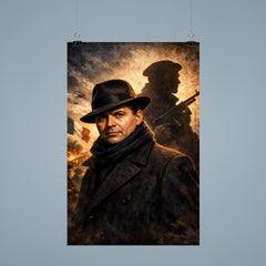 Jean Moulin in hat and Resistance shadow poster 9