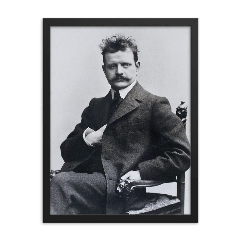 Jean Sibelius framed print on a plain backdrop in size 18