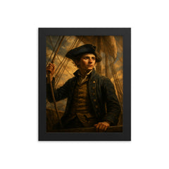 Jeanne Baret disguised aboard expedition ship framed print on a plain backdrop in size 8"x10".