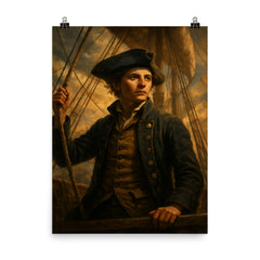 Jeanne Baret disguised aboard expedition ship poster on a plain backdrop in size 8"x10".