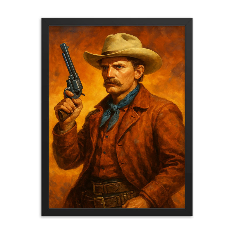 Jeff Milton framed print on a plain backdrop in size 18