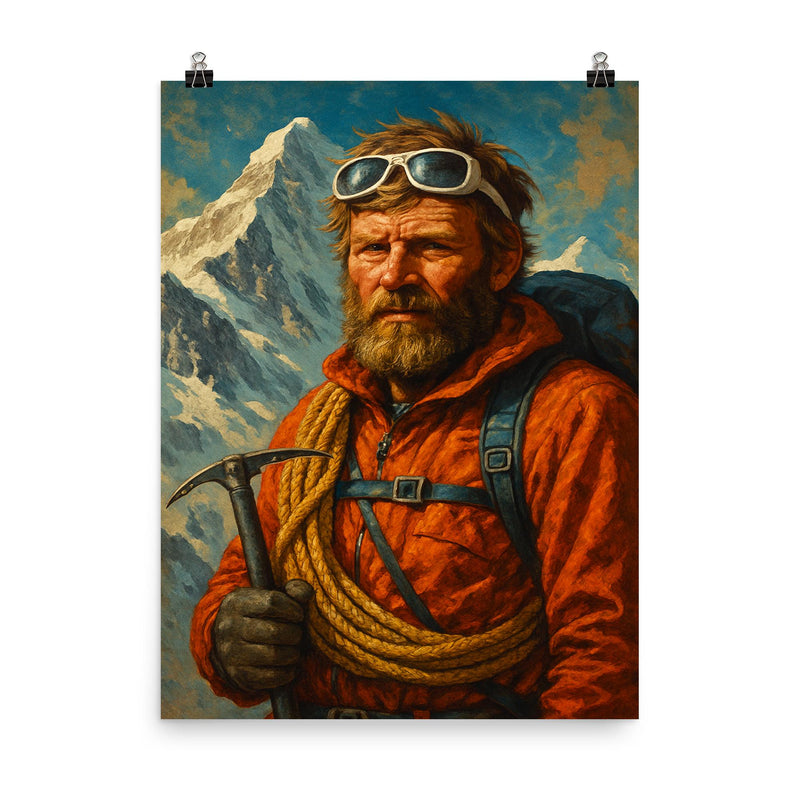 Jerzy Kukuczka poster on a plain backdrop in size 8