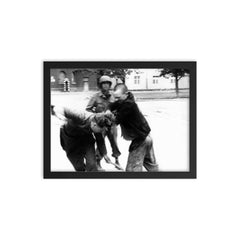 Jewish Prisoner Attacking German Guard, 1945 framed print on a plain backdrop in size 12"x16".