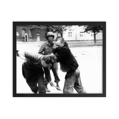 Jewish Prisoner Attacking German Guard, 1945 framed print on a plain backdrop in size 16"x20".