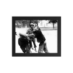 Jewish Prisoner Attacking German Guard, 1945 framed print on a plain backdrop in size 8"x10".