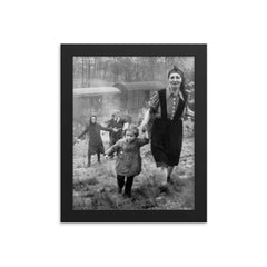 Jewish Prisoners Liberated from a Death Train, 1945 framed print on a plain backdrop in size 8"x10".