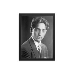 Jiddu Krishnamurti framed print on a plain backdrop in size 12"x16".