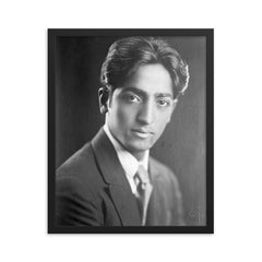 Jiddu Krishnamurti framed print on a plain backdrop in size 16"x20".