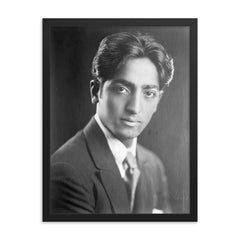 Jiddu Krishnamurti framed print on a plain backdrop in size 18"x24".