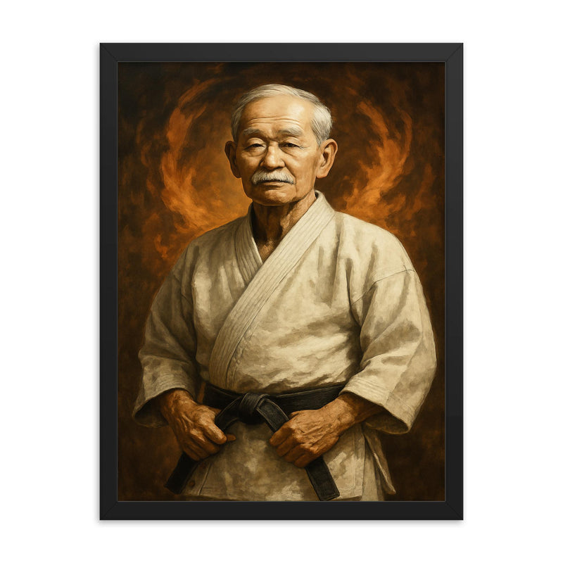 Jigoro Kano framed print on a plain backdrop in size 18