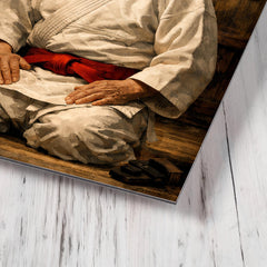 Jigoro Kano in austere dojo portrait metal print mockup