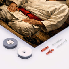 Jigoro Kano in austere dojo portrait metal print mockup