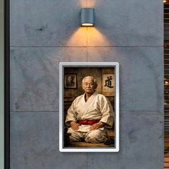 Jigoro Kano in austere dojo portrait poster 2